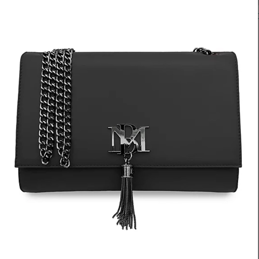 New with Tags Badgley Mischka Black Metal Fringe Bag